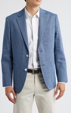 Nordstrom Slub Linen & Wool Twill Sport Coat in Navy Havana Chambray at Nordstrom, Size 44 Regular