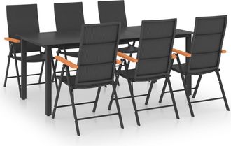 vidaXL Juego De Comedor Para Jard&iacute;n 7 Piezas Negro Y Marr&oacute;n Vidaxl
