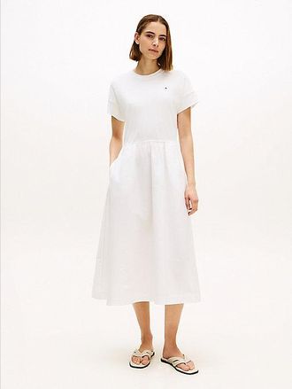 Tommy Hilfiger Vestido midi evas&eacute; con texturas a contraste