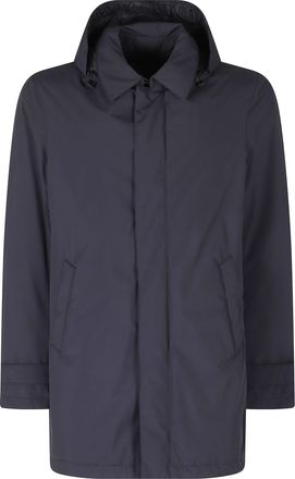 Herno Smooth-Textured Jacket with Removable Hood and Pointed Collar