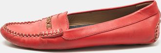 Carolina Herrera Red Leather Slip On Loafers