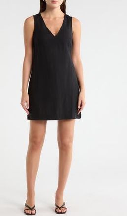 Madewell Marina Linen Blend Minidress in True Black at Nordstrom Rack, Size X-Large