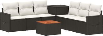 vidaXL Juego De Sof&aacute; 8 Uds. Negro Y Blanco Crema Vidaxl