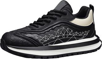 Generic Mesh Contrast Color Retro Casual Shoes Mens Autumn and Winter Thick Personalized Sports Shoes Sneaker Shelf for Men Basketball (Black, 7.5)