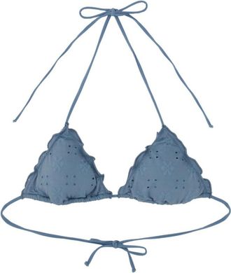 MC2 Saint Barth Blue Embroidered Bikini Top Swimwear