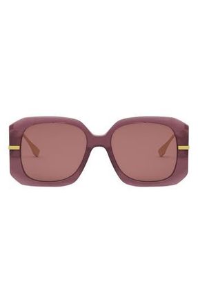 Fendi graphy 55mm Geometric Sunglasses in Shiny Violet /Bordeaux at Nordstrom Rack