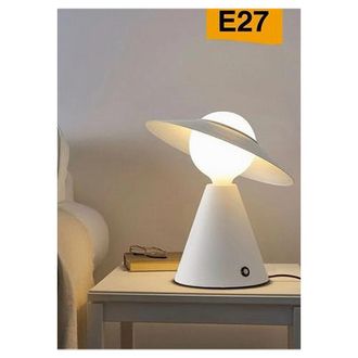 Trade Shop Trade Shop Traesio - Trade Shop - Lampada Da Tavolo Decorativa Con Paralume A Cappello Orientabile Lume E27 D13 - Blanco