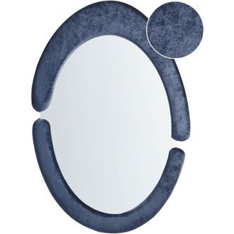 Beliani Wall Mirror MASSAY 53 cm 90 cm Velvet Dark Blue