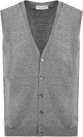 FILIPPO DE LAURENTIIS Geknoopte Gilet - Heren - Vesten - Grijs - M - Wol - Truien & Vesten