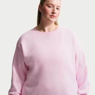 Nike Womens Nike Sportswear Phoenix Fleece Oversized Crew-Neck Sweatshirt (Plus Size) in Pink | FZ4272-663