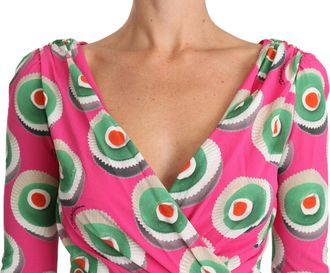 Dolce & Gabbana Pink Silk Cup Cake Sheath Stretch Womens Dress