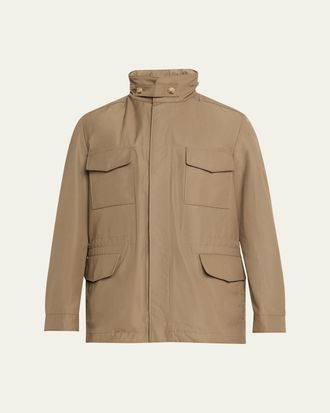 Loro Piana Mens Traveler Field Jacket with Stowaway Hood