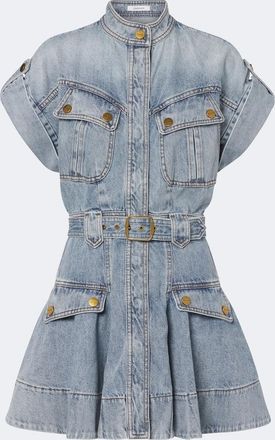 Zimmermann Vestido corto de denim con cintur&oacute;n