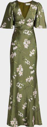 Sachin & Babi Mae Floral Satin Gown