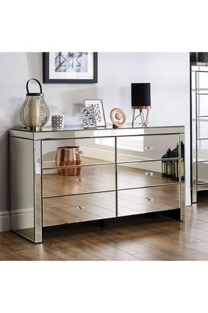 Birlea Seville 6 Drawer Chest Mirrored in Silver