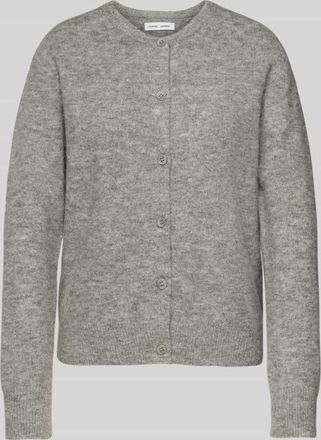 Samsøe & Samsøe Strickcardigan mit Rundhalsausschnitt in Mittelgrau Melange, Größe XL
