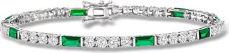Ross-Simons CZ and Simulated Emerald Tennis Bracelet in Sterling Silver