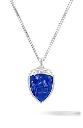 Vincero Mens St. Michael Pendant Necklace in Blue/Silver at Nordstrom, Size 21