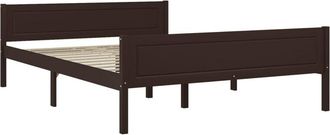 vidaXL Vidaxl - Bed Frame without Mattress Solid Pinewood Dark Brown 120x200 cm