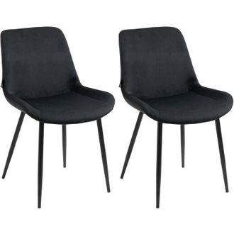 Clp Clp - Set De 2 Sillas De Comedor Victoria En Terciopelo Negro
