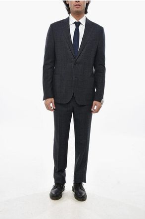 Corneliani District Check WASHABLE Virgin Wool Suit size 52