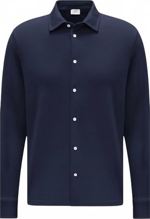 04651/ Mens Pique Long Sleeve Tee In Navy