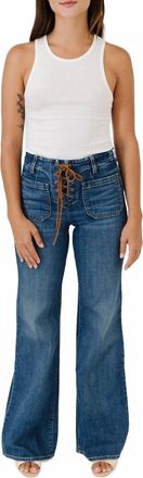 Nili Lotan Womens Florence Lace Up Jean In Medium Wash
