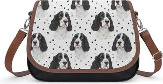 Generic English Springer Spaniel Dog Womens Crossbody Bag Fashion Shoulder Handbags Message Tote Bag with Adjustable Strap