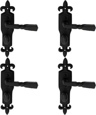 Loops 4x PAIR Forged Twisted Ornate on Bathroom Backplate 226 x 50mm Black Antique