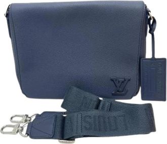 Louis Vuitton Pre-owned Vintage Crossbody Bag - Heren - Vintage Schoudertas - Blauw - ONE Size - Leer - Vintage