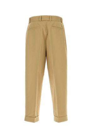 Jil Sander Mens Beige Cotton Blend Pant 235 Exterior: Silk Pantaloni