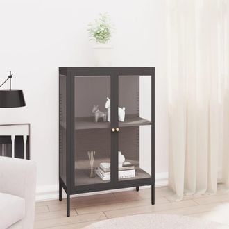 vidaXL Vidaxl - Aparador De Acero Y Vidrio Gris Antracita 75x35x105 Cm