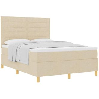 vidaXL Box Spring Bed with Mattress Cream 140 x 190 cm Fabric vidaXL