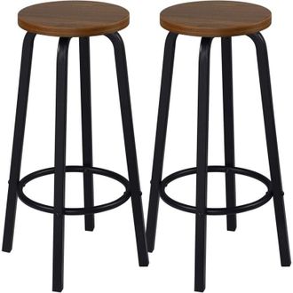 Woltu Set di 2 sgabelli da bar bistrot - Seduta in mdf - Struttura in metallo - Sgabello da cucina - 30 x 30 x 72 cm - Faggio scuro - Woltu