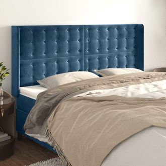 vidaXL Cabecero Con Orejas De Terciopelo Azul Oscuro 183x16x118/128 Cm Vidaxl