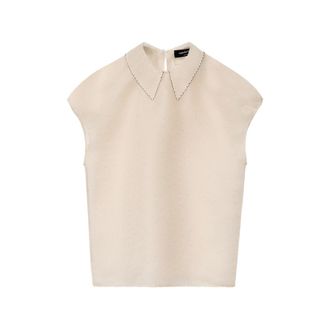 Fabiana Filippi Contrast-trimmed Lace-collar Top