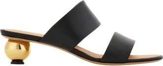 Ferragamo Mules met sculpturale hak - Dames - Muiltjes - Zwart - 35 1/2 EU - Leer - Schoenen