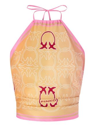 Pinko Stranddoek met logoprint en strik - Beige