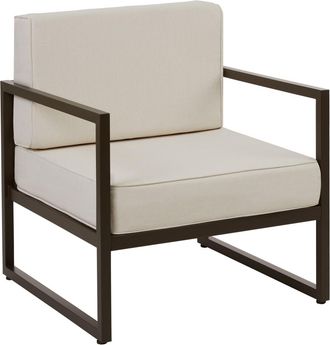 TecTake Sillón de jardín, 1 plaza, tapizado grueso, 74x78x85 cm, marrón/beige