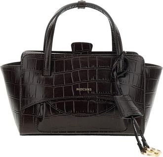 Hidesins Brown Croc-Effect Leather Crossbody Bag