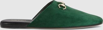 Gucci Suede Leather Sabot With Horsebit