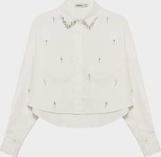 SIMKHAI Renata Embellished Cropped Shirt