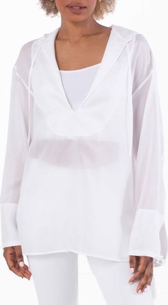 Ferragamo Ferragamo White Hooded Tunic Oversized Top