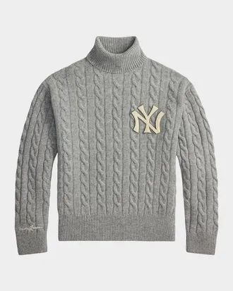 Polo Ralph Lauren Men & apos;s New York Yankees Cable-Knit Turtleneck Sweater