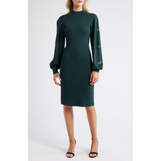 Eliza J Long Sleeve Sweater Dress in Hunter at Nordstrom Rack, Size X-Small