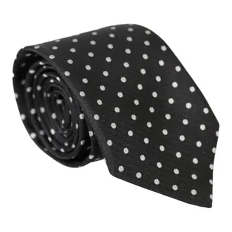 Dolce & Gabbana Polka Dots Silk Necktie with Face Mask - male - Dolce & Gabbana - Ties - Black - ONE SIZE - Accessories