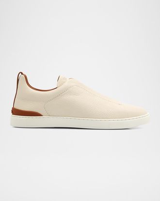 Ermenegildo Zegna Men & apos;s Triple Stitch Deerskin Leather Sneakers