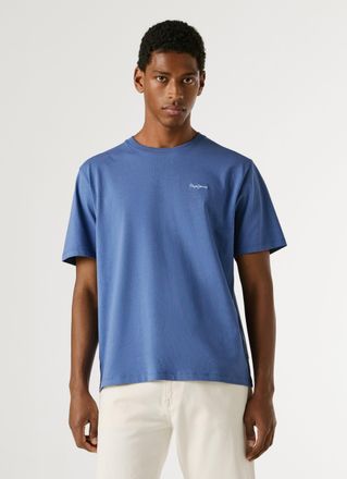 Pepe Jeans London T-Shirt PEPE JEANS CONTRAST CONNOR, Herren, Gr. XXL, washed navy blau, Jersey, Obermaterial: 100% Baumwolle, unifarben, regular fit h&uuml;ftbedeckend, Run