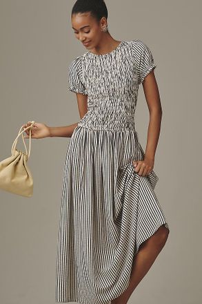 Maeve Smocked Short Sleeve Maxi Dress
