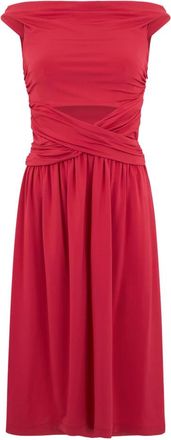 Alberta Ferretti Mouwloze Midi Jurk - Dames - Casual kleedjes - Rood - S - Kleedjes